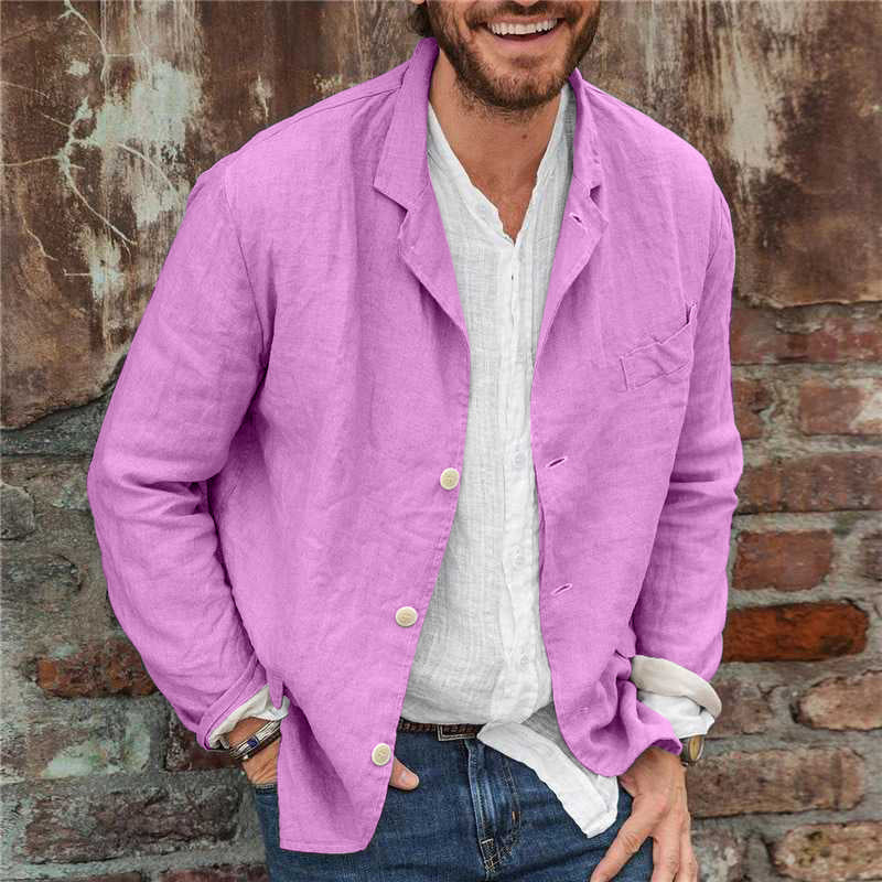 Men's Loose Cotton and Linen Suit Jacket 9261077463224