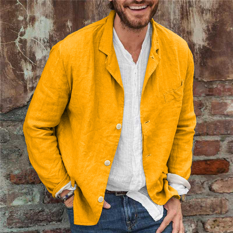 Men's Loose Cotton and Linen Suit Jacket 9261077463224