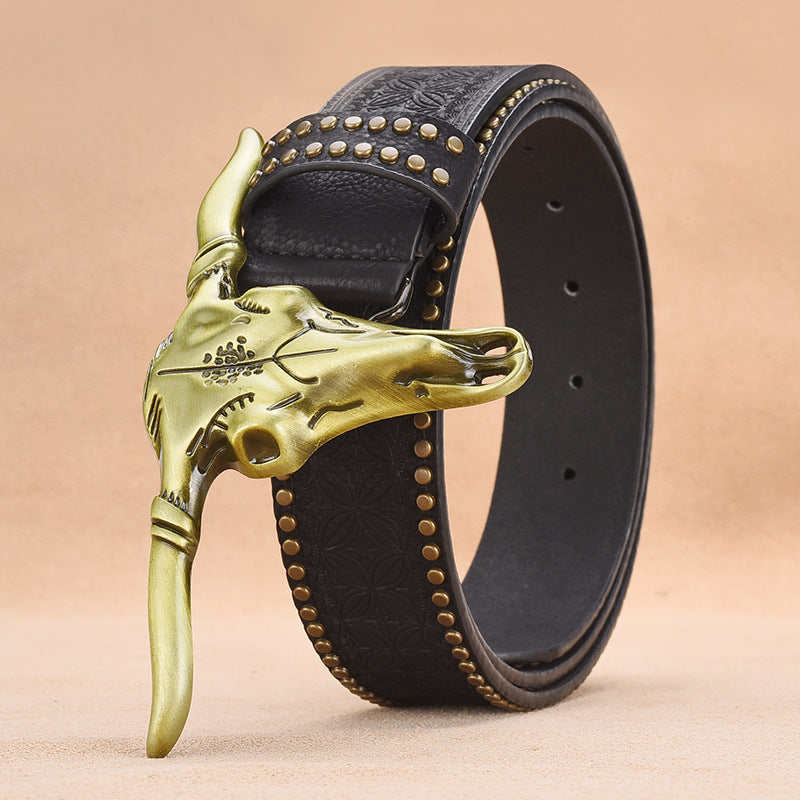 Men's Western Style Longhorn Buckle Belt 250700199X