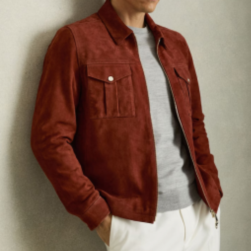 Men's Classic Casual Lapel Suede Jacket 9892386209976