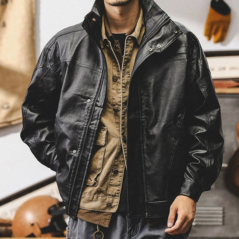 Men's Vintage Soft Leather Pocket Jacket 9884519825592