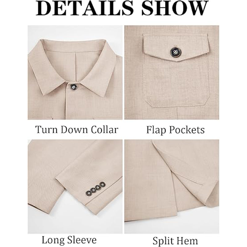 Men's Casual Fit Buttoned Multi-pocket Outdoor 9877945123000