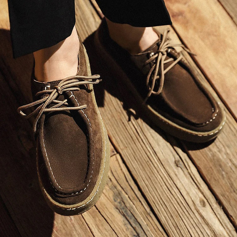 Men's Casual Fashion Cow Suede Genuine Leather Lace-Up Shoes 9891526738104