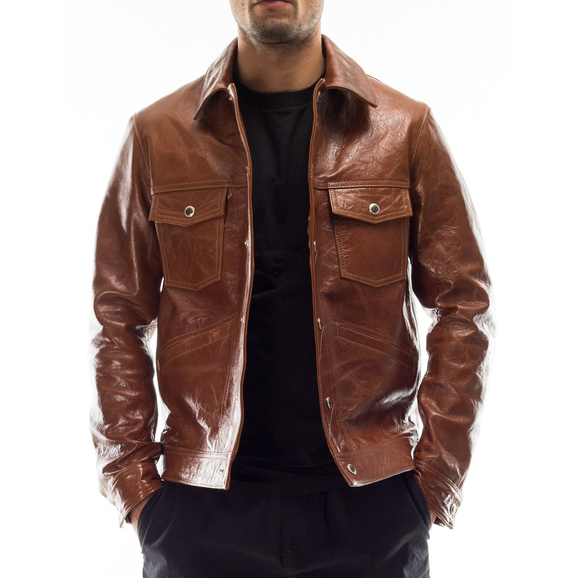Men's Leather Pocket Lapel 9878573744312