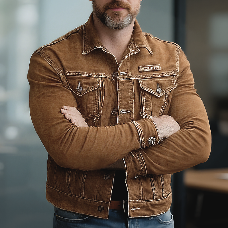 Men's Vintage Distressed Washed Denim Jacket 9261081198776