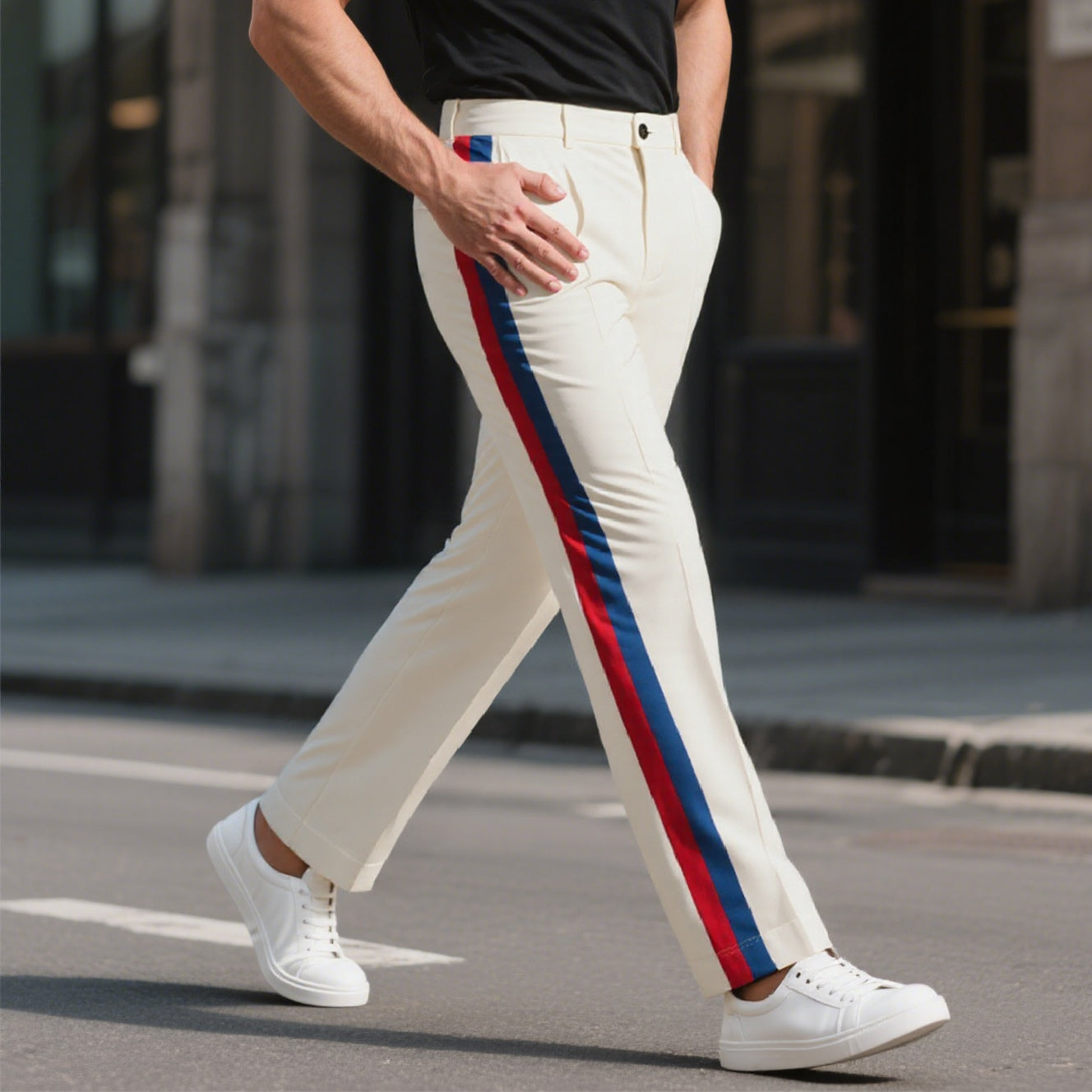 Men's Side Stripes Wide Leg Trousers 250700209