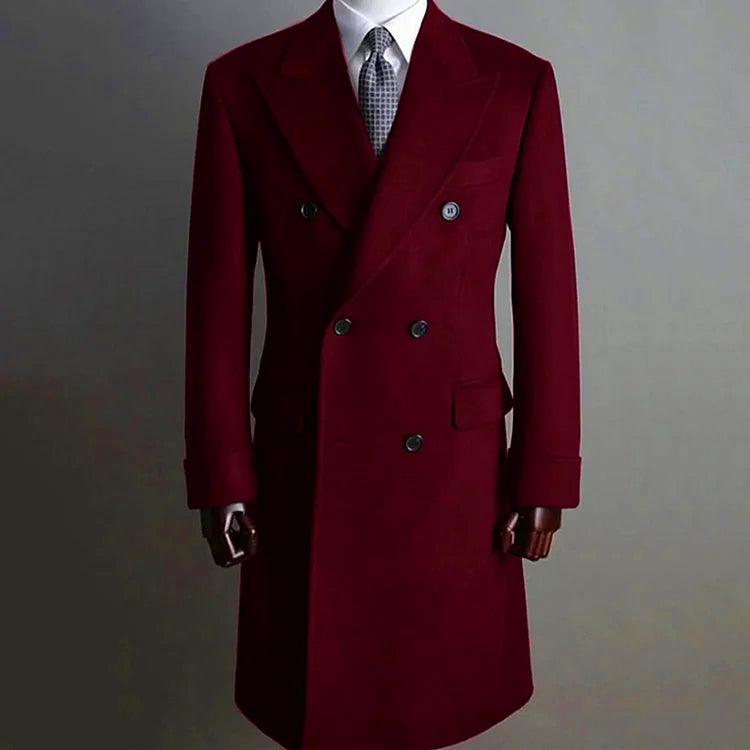 Men's Winter Coat Casual Solid Lapel Collar Double-Breasted Long Sleeve Mid-Length Fur Coats 9888555040952