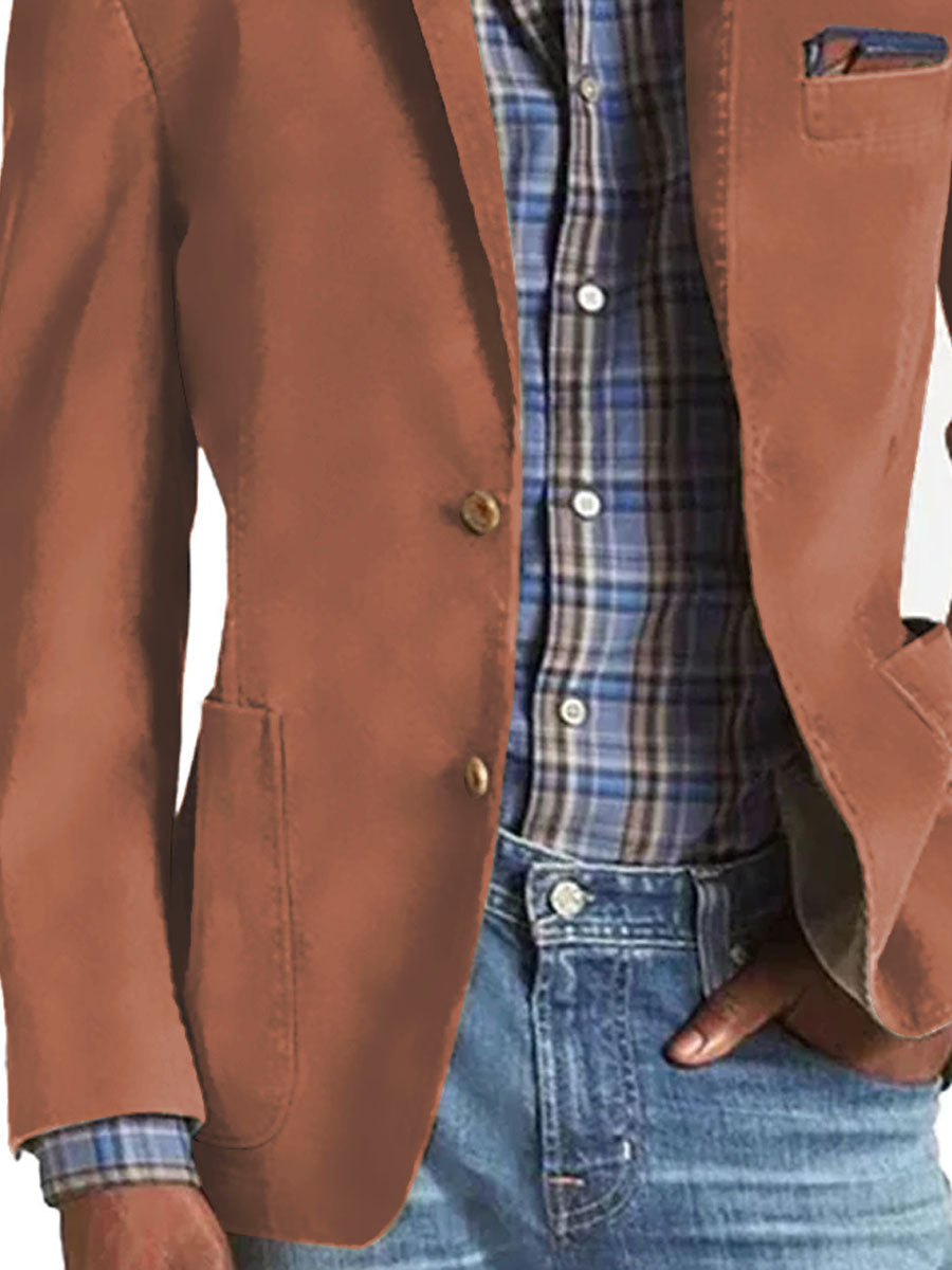 Men's Retro Solid Color 3 Pocket Casual Blazer 9888733724856