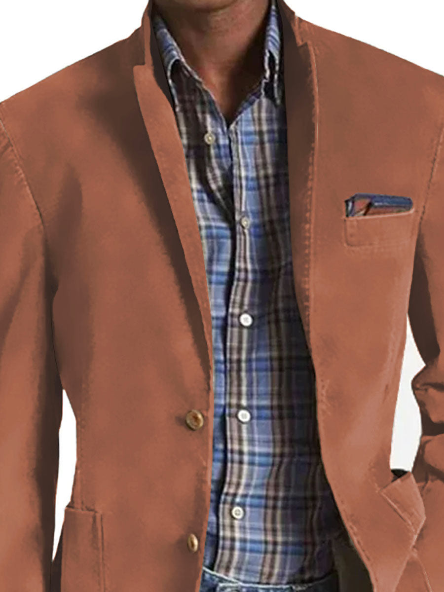Men's Retro Solid Color 3 Pocket Casual Blazer 9888733724856