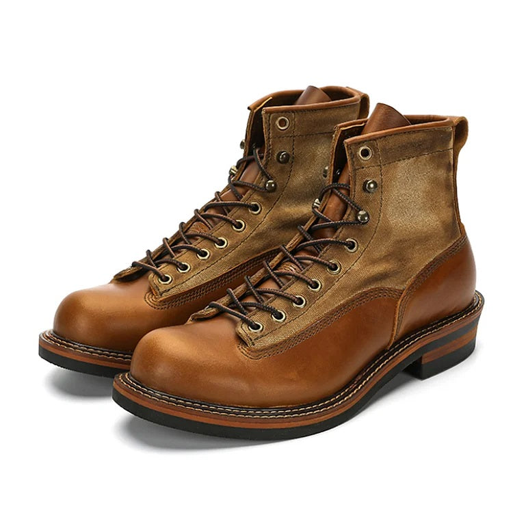 Men's Vintage Canvas and Leather Martin Boots Shoes 9891526049976