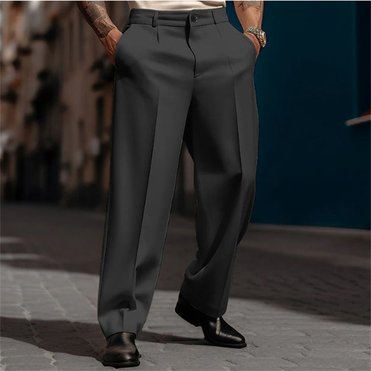 Men's Business One Button Slant Pocket Solid Suit Pants 9888554942648