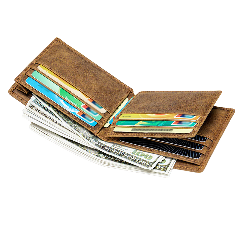 Men's Vintage Top Layer Cowhide Short Bi-Fold Wallet 9893977161912
