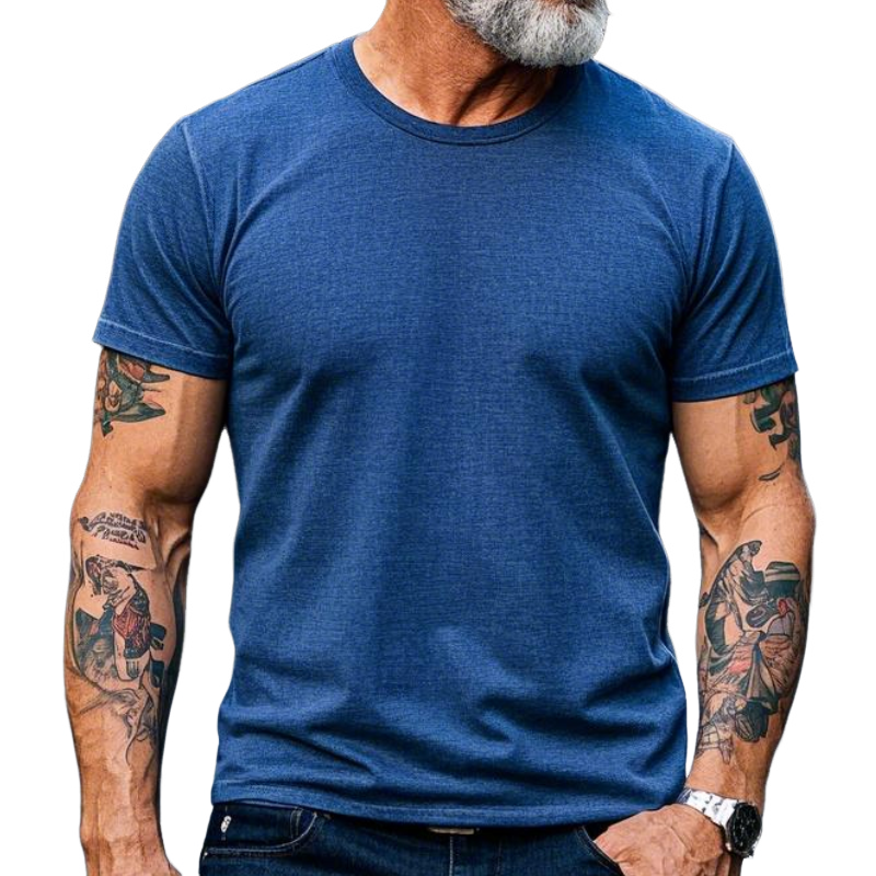 Men's Vintage Casual Round Neck Cotton Blend Short-sleeved T-shirt 9903594537144