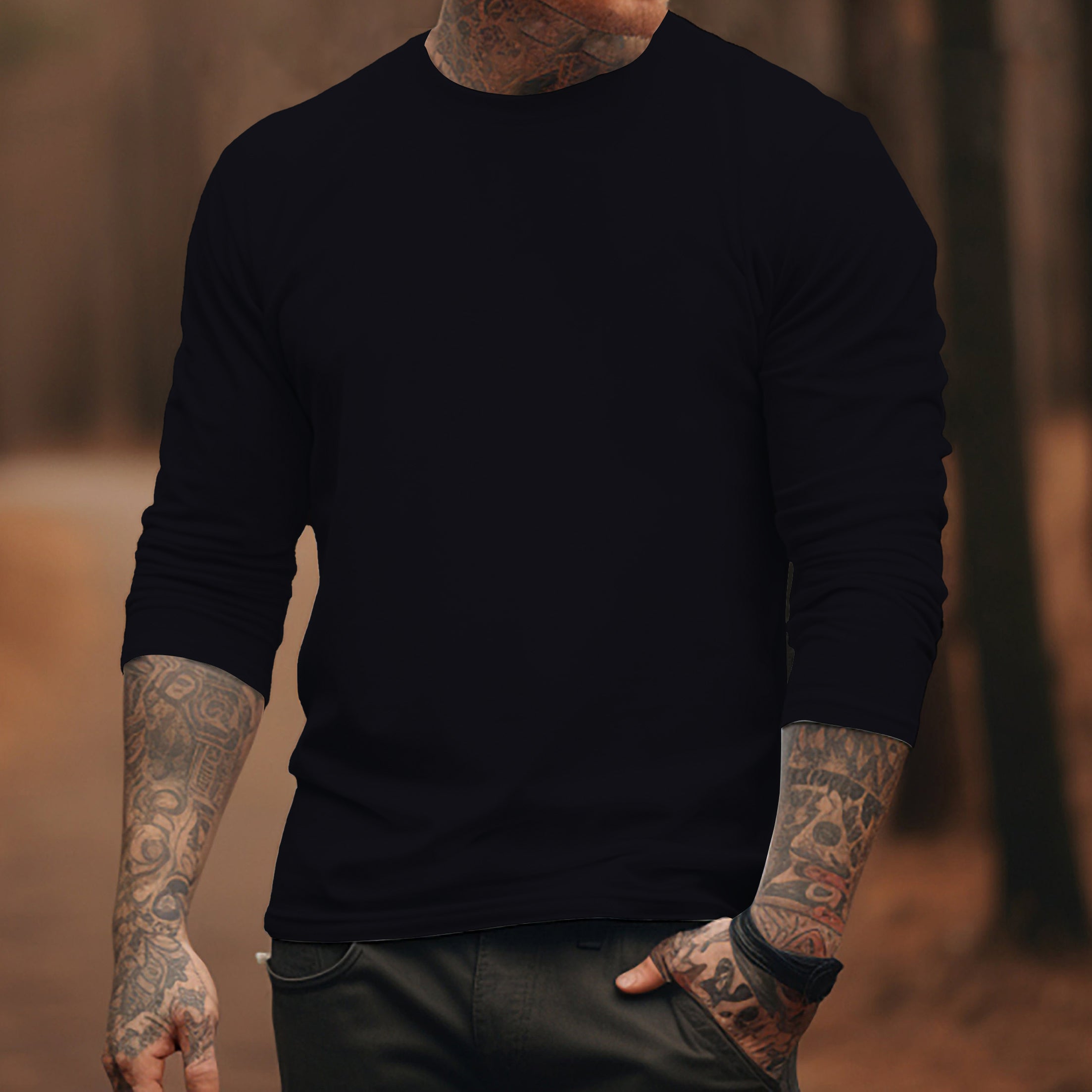 100% Cotton-Men's Round Neck Solid Color T-shirt 9877191065784