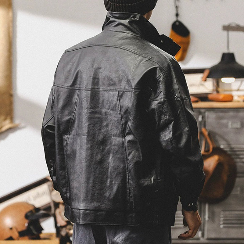 Men's Vintage Soft Leather Pocket Jacket 9884519825592
