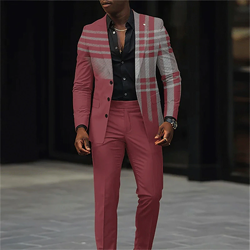 Men's Business Ombre Peak Lapel Blazer & Straight Pants 2Pcs Set 9888554778808