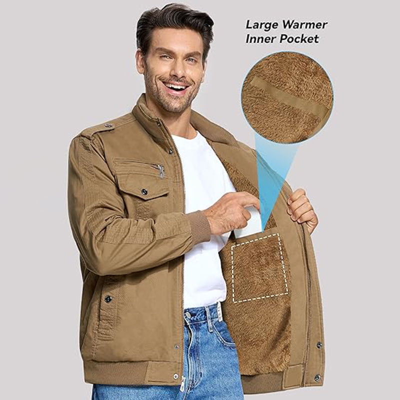 Men's Front Zipper Multi-pocket Fleece Lining 9877945090232