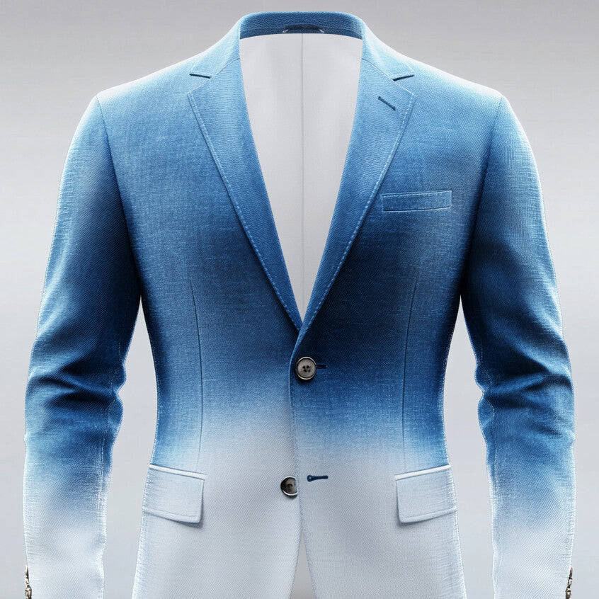 Men's Ombre Pattern Notch Lapel Two Button Long Sleeve Blazer 9953099514040