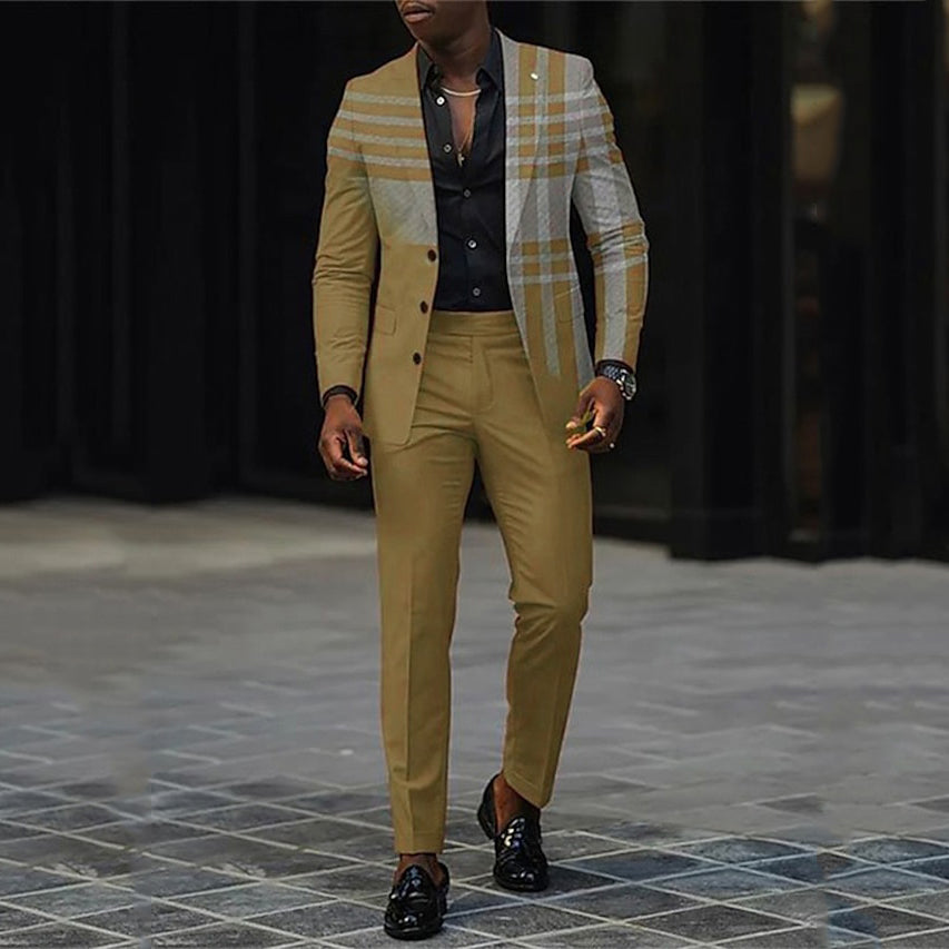 Men's Business Ombre Peak Lapel Blazer & Straight Pants 2Pcs Set 9888554778808