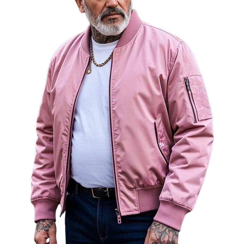 Men's Lightweight Casual Rib Collar Nylon Bomber Jacket 9906106138808