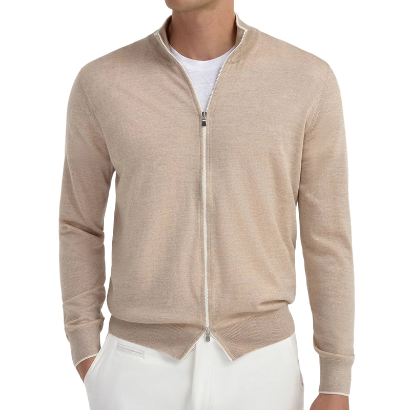 Men's Casual Stand Collar Zipper Thin Knitted Cardigan 9899720245432