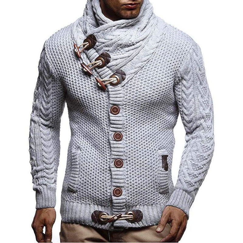 Men's High Neck Buttoned Wool Sweater 9878561128632