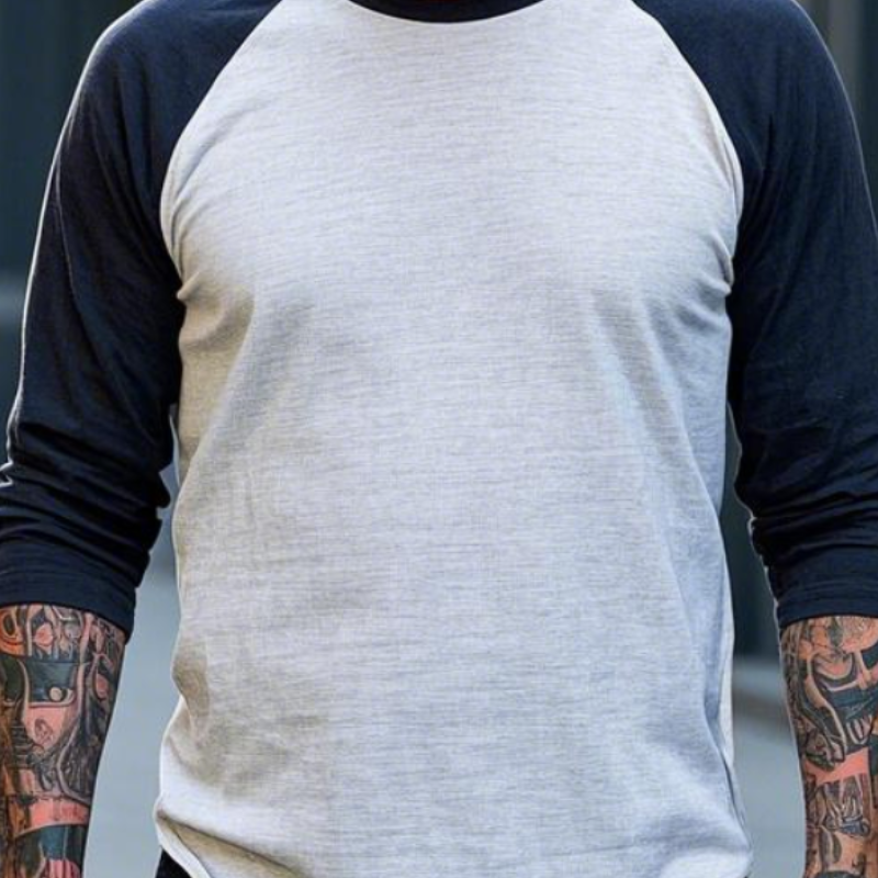 Men's Vintage Classic Crew Neck Cotton Blend Raglan Long Sleeve T-Shirt 9905396908216