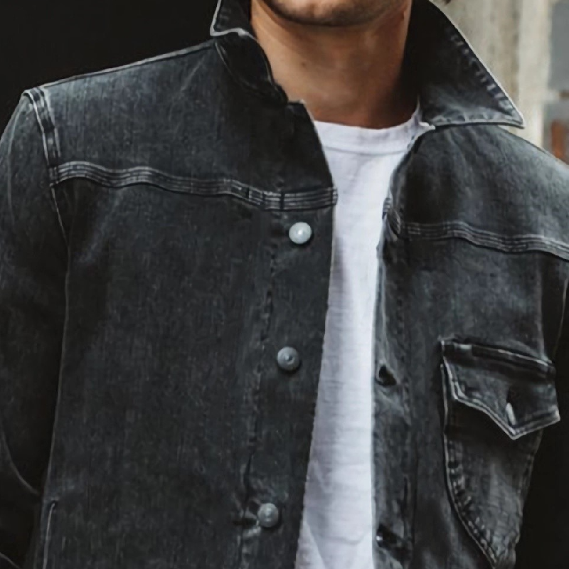 Men's Vintage Washed Denim Button Jacket 9911547265208