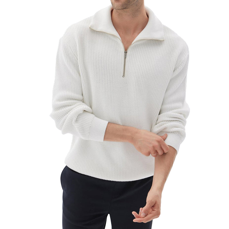 Men's Zipper Half High Neck Knitted Sweater 9884530901176
