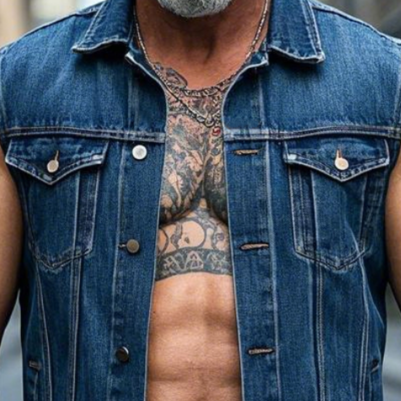 Men's Retro Casual Lapel Denim Vest 9903595847864
