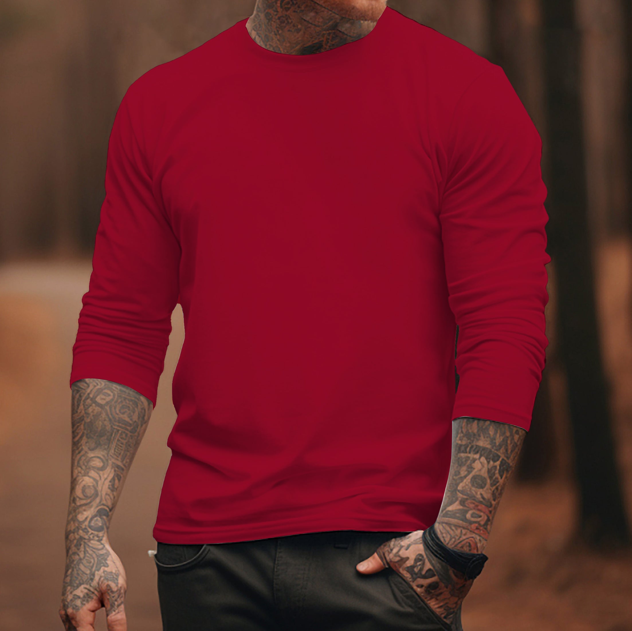 100% Cotton-Men's Round Neck Solid Color T-shirt 9877191065784
