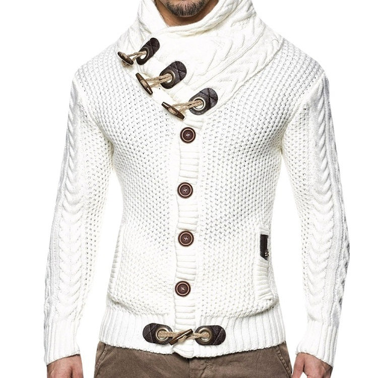 Men's High Neck Buttoned Wool Sweater 9878561128632
