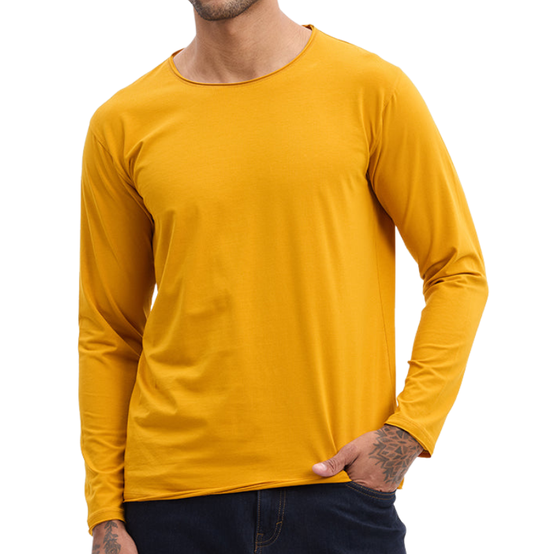 Men's Casual Solid Color Round Neck Long Sleeve T-Shirt 9891529228472