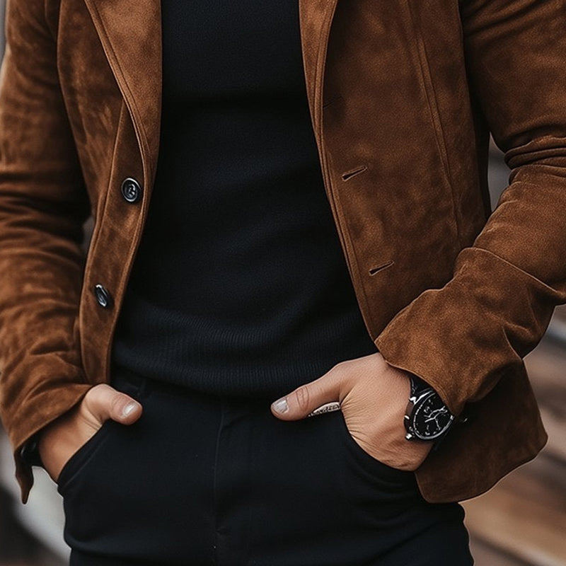 Men's Vintage Suede Casual Lapel 9879124017336