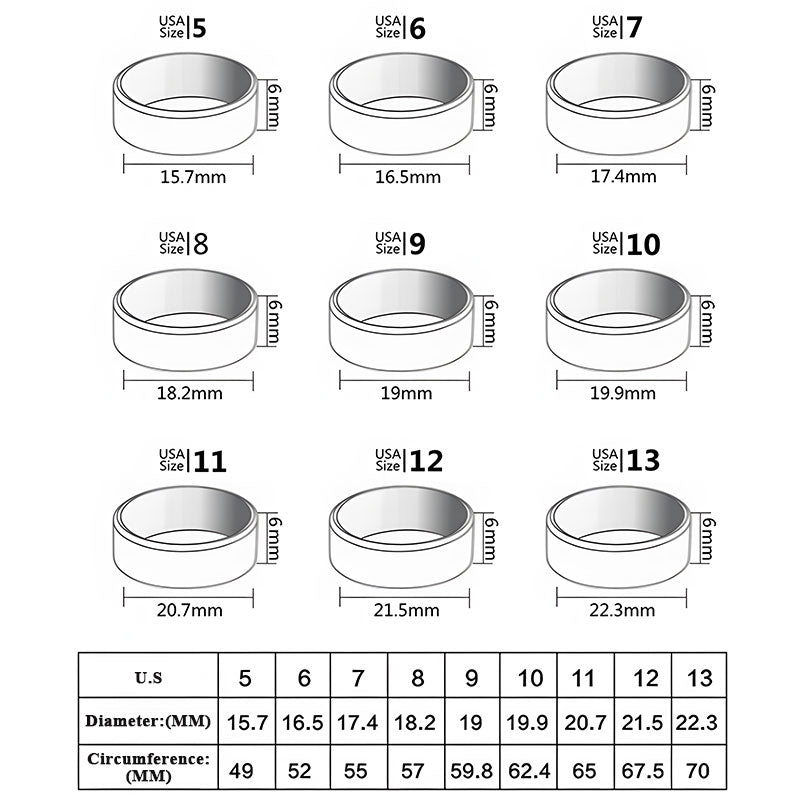 Men's Six Piece Stainless Steel Fashion Ring Set 250401109