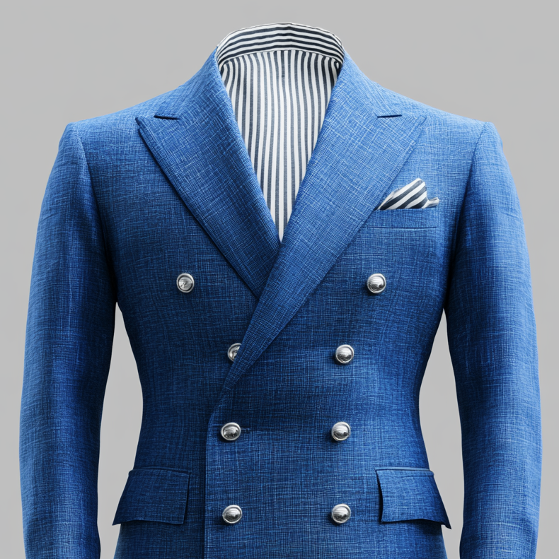 Men's Business Solid Peak Lapel Double Breasted Long Sleeve Blazer 9914188791992