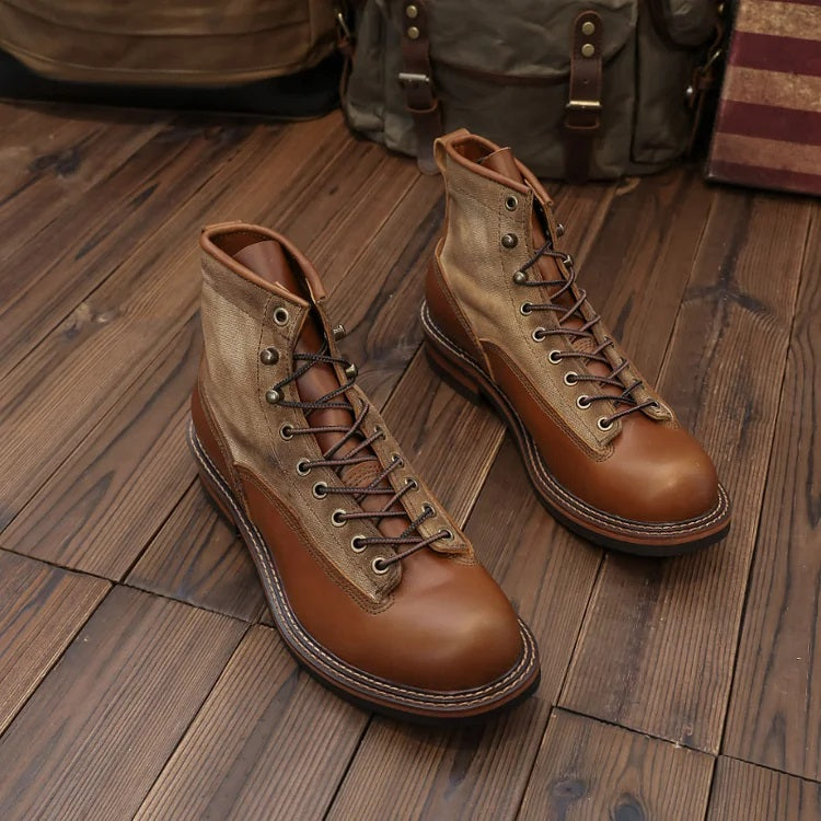 Men's Vintage Canvas and Leather Martin Boots Shoes 9891526049976
