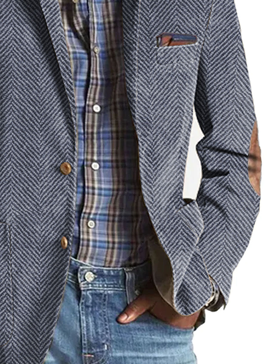 Men's Vintage Herringbone Suede 3-Pocket Casual Blazer 9888733823160