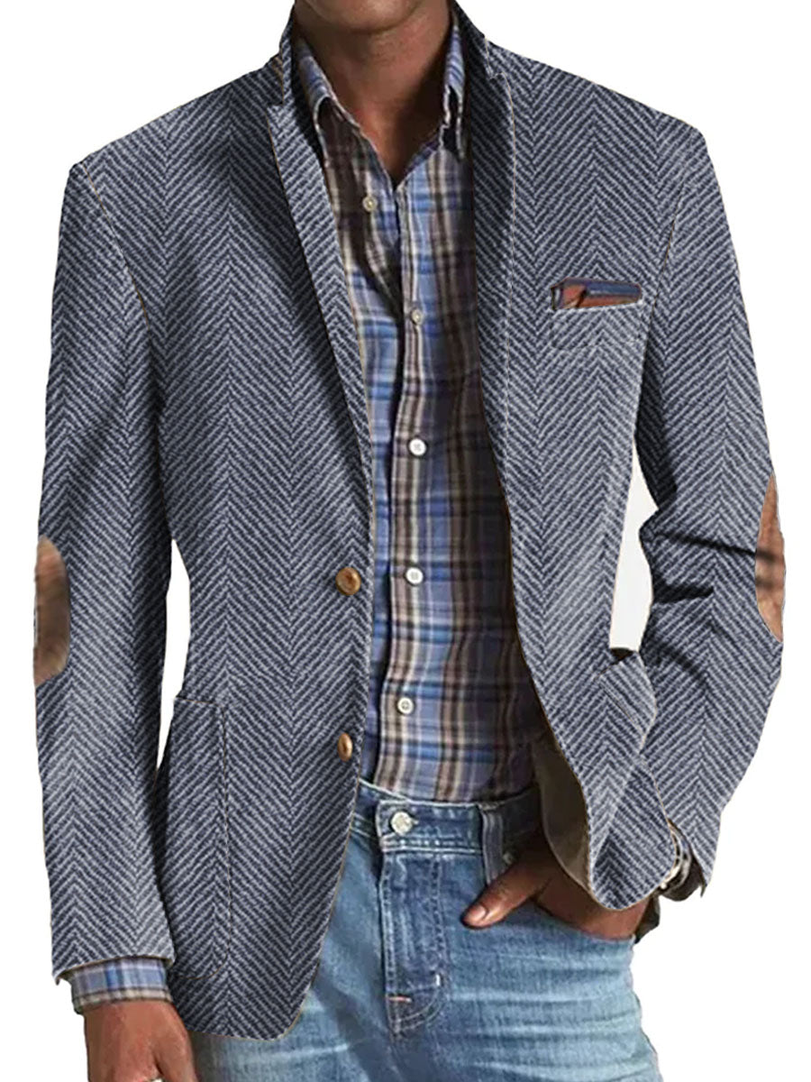 Men's Vintage Herringbone Suede 3-Pocket Casual Blazer 9888733823160