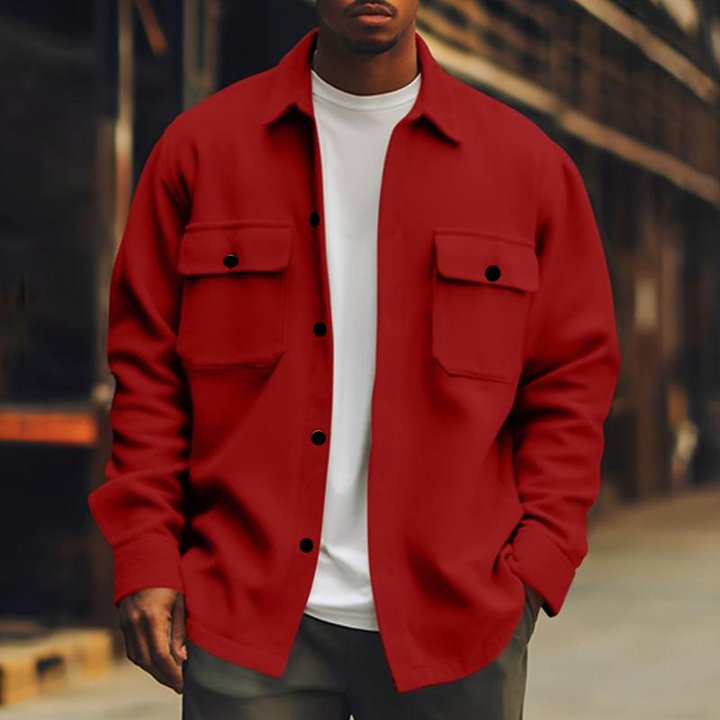 Men's Solid Color Casual Basic Lapel Jacket 9261082542264