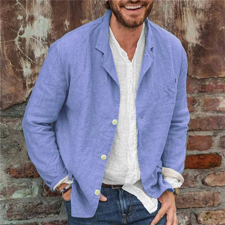 Men's Loose Cotton and Linen Suit Jacket 9261077463224
