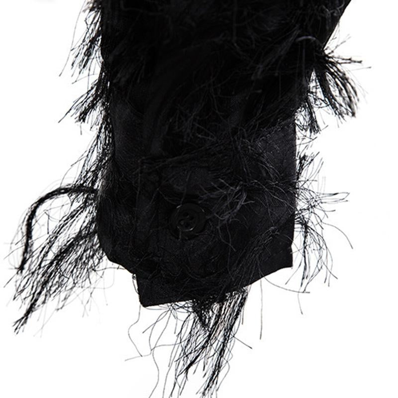 Men's Vintage Handmade 3D Feather Lapel Long-Sleeved Shirt 9261782663352