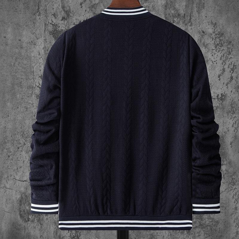 Men's Casual Stand Collar Jacquard Loose Single-breasted Baseball Jacket 9261087981752