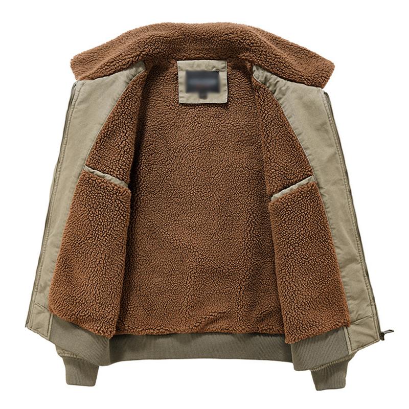 Men's Vintage Lapel Lamb Wool Thickened Warm Work Jacket 9261085098168