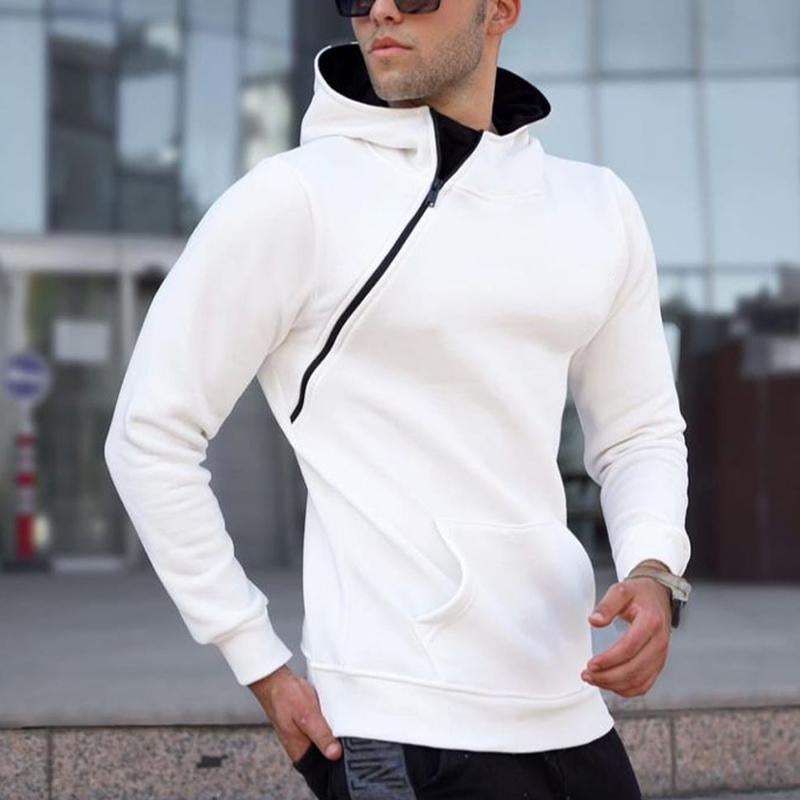Men's White Side Zip Loose Hoodie 9885840113848