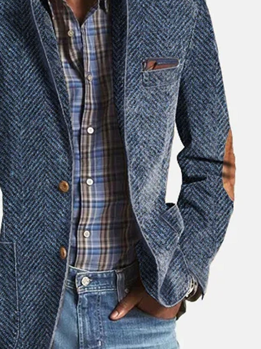 Men's Vintage Herringbone Suede 3-Pocket Casual Blazer 9888733823160