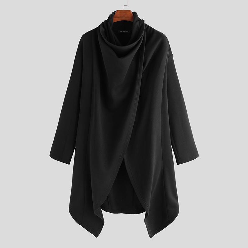 Men's Solid Gothic Style Pleated Long Sleeve Cape Coat 9261102137528