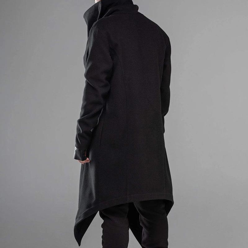 Men's Solid Gothic Style Pleated Long Sleeve Cape Coat 9261102137528