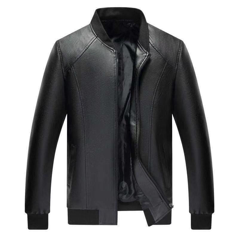 Men's Classic Casual Stand Collar Zipper Leather Jacket 9266613485752