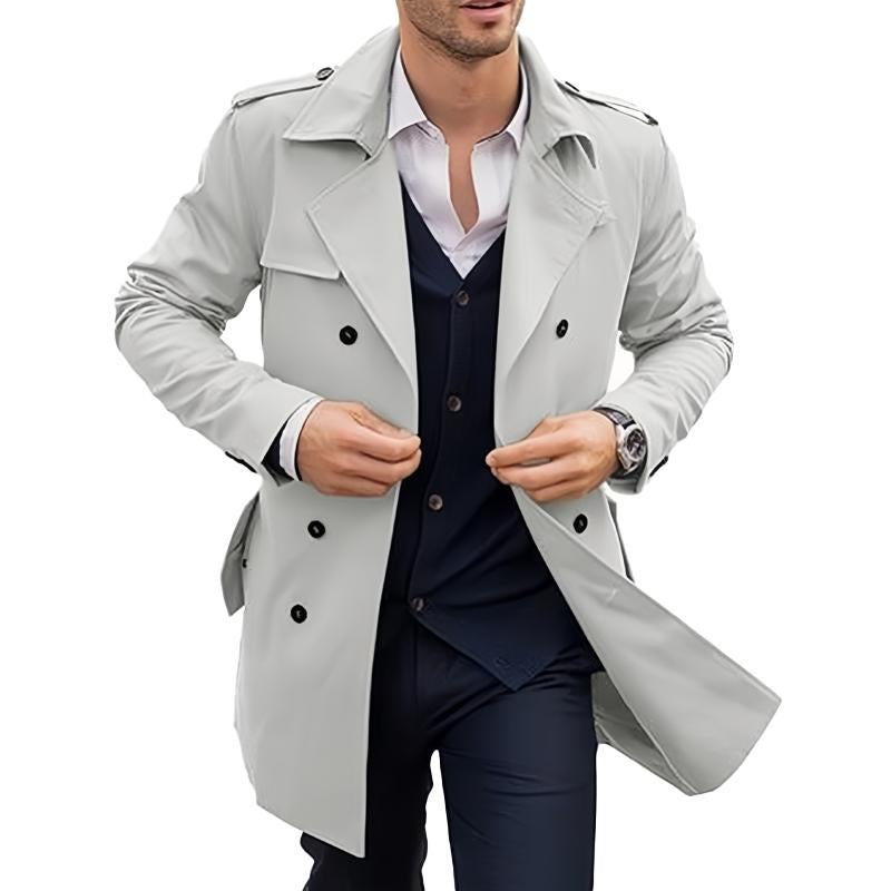 Men's Mid-length Double-breasted Casual Trench Coat 9261104726200